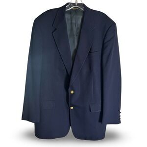 Brooks Brothers Navy Blue Wool Blazer Jacket Mens 44‎ RG Gold Buttons